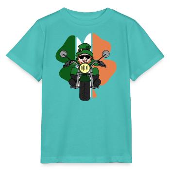 Leprechaun-Motorrad - Stanley/Stella Kinder T-Shirt MINI CREATOR  - Poolblau - Vorne