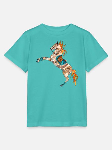 skurriles buntes Pferd - Stanley/Stella Kinder T-Shirt MINI CREATOR - Poolblau