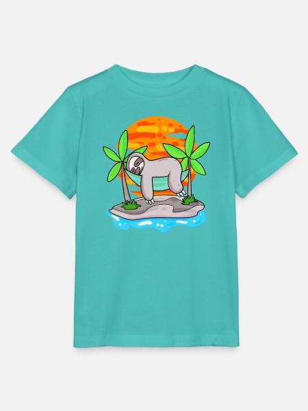 Faultier am Strand - Stanley/Stella Kinder T-Shirt MINI CREATOR - Poolblau