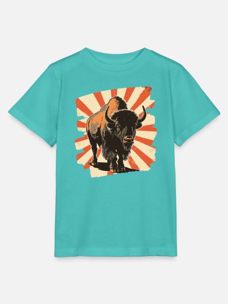 Bison Retro - Stanley/Stella Kinder T-Shirt MINI CREATOR  - Poolblau