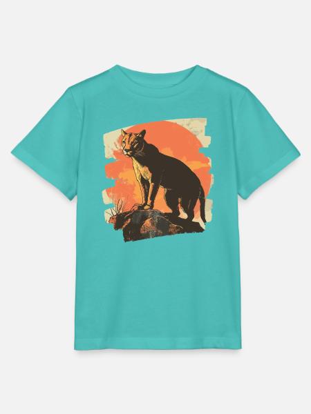 Lion from mountain Retro - Stanley/Stella Kinder T-Shirt MINI CREATOR  - Poolblau