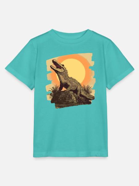 Krokodil Retro - Stanley/Stella Kinder T-Shirt MINI CREATOR - Poolblau
