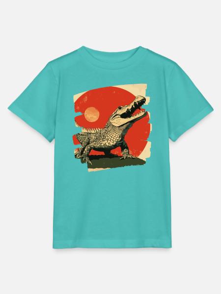 Krokodil Retro - Stanley/Stella Kinder T-Shirt MINI CREATOR  - Poolblau