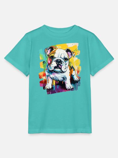Bulldogge Kampfhund - Stanley/Stella Kinder T-Shirt MINI CREATOR  - Poolblau