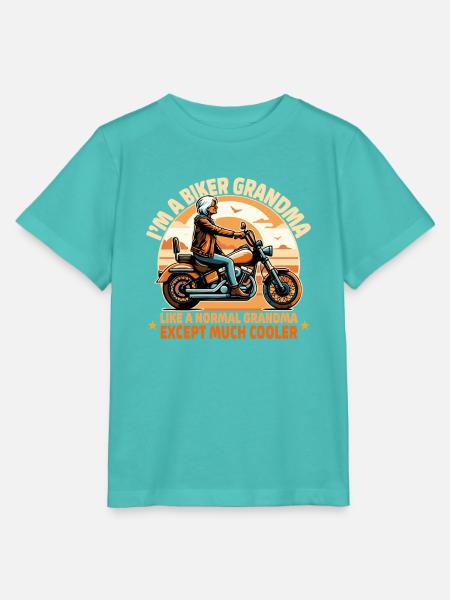 Oma Biker Ride Neuheit Design - Stanley/Stella Kinder T-Shirt MINI CREATOR - Poolblau