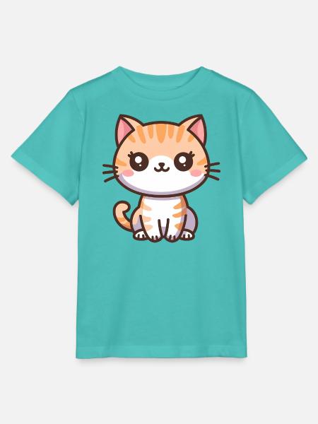 Niedliches Cartoon-Kätzchen - Stanley/Stella Kinder T-Shirt MINI CREATOR - Poolblau