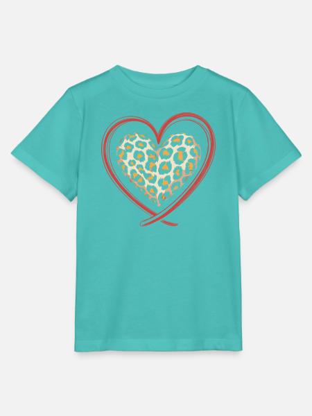 Leopardprint Herz Leopard - Stanley/Stella Kinder T-Shirt MINI CREATOR - Poolblau