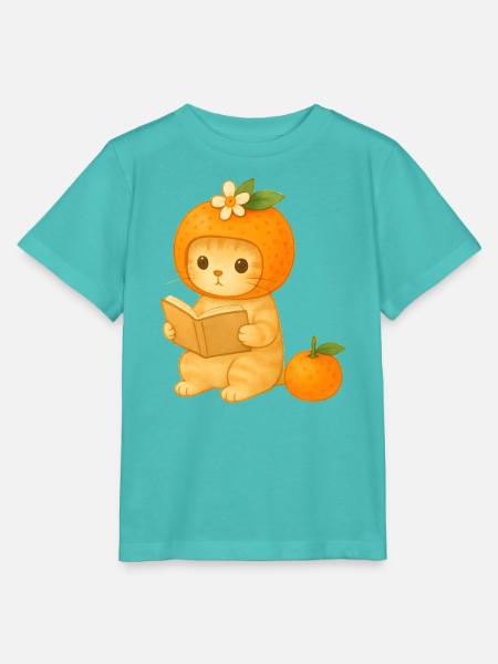 Ananas Katze Lesung mit Blumen - Stanley/Stella Kinder T-Shirt MINI CREATOR - Poolblau