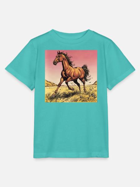 Dynamischer Wildpferd-Print - Stanley/Stella Kinder T-Shirt MINI CREATOR  - Poolblau