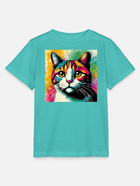 Katze - Stanley/Stella Kinder T-Shirt MINI CREATOR  - Poolblau
