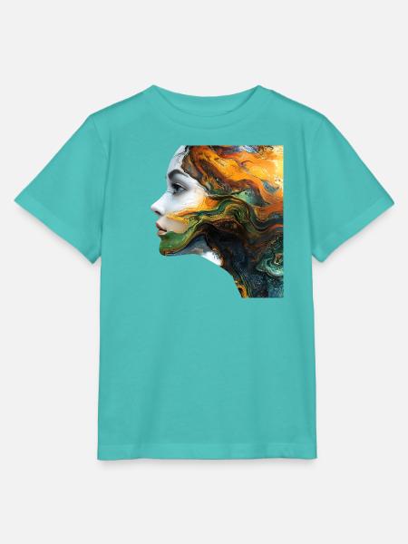 Fluidkunst Gesichtsmotiv - Stanley/Stella Kinder T-Shirt MINI CREATOR - Poolblau
