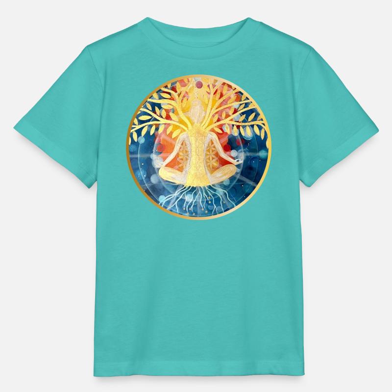 Lebendige Baum-Meditation Illustration - Stanley/Stella Kinder T-Shirt MINI CREATOR  - Poolblau