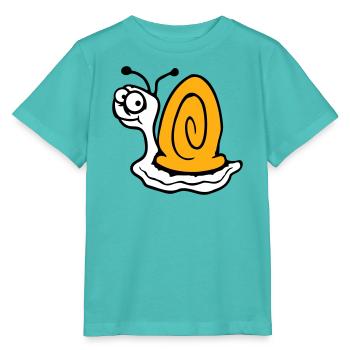 Schnecke ängstlich unsicher nach hinten gucken süß - Stanley/Stella Kinder T-Shirt MINI CREATOR  - Poolblau - Vorne