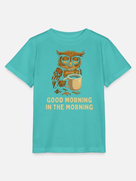 Schlafmütze Eule mit Kaffee - Stanley/Stella Kinder T-Shirt MINI CREATOR - Poolblau