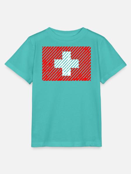 Schweizer Flagge Retro - Stanley/Stella Kinder T-Shirt MINI CREATOR - Poolblau