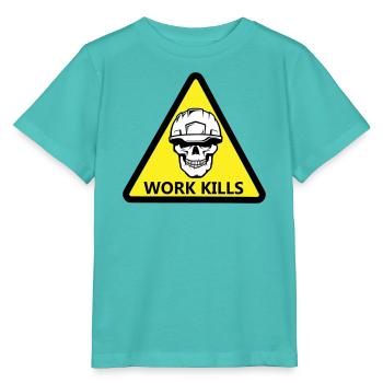 Danger Work, Kill sign with a helmeted skull - Stanley/Stella MINI CREATOR Kids’ T-Shirt - pool blue - Front