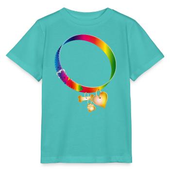 Regenbogen Hundehalsband Motiv mit Anhängern - Stanley/Stella Kinder T-Shirt MINI CREATOR  - Poolblau - Vorne