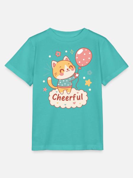 Festliche Ballonkatze - Stanley/Stella Kinder T-Shirt MINI CREATOR - Poolblau