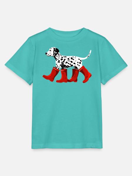 Dalmatiner mit roten Stiefeln - Stanley/Stella Kinder T-Shirt MINI CREATOR - Poolblau