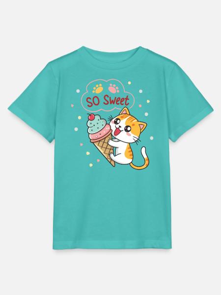 Gourmet-Katze mit Pastelleis - Stanley/Stella Kinder T-Shirt MINI CREATOR  - Poolblau