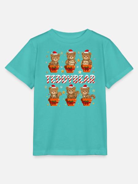 Weihnachts-Teddy im Geschenkpaket - Stanley/Stella Kinder T-Shirt MINI CREATOR - Poolblau