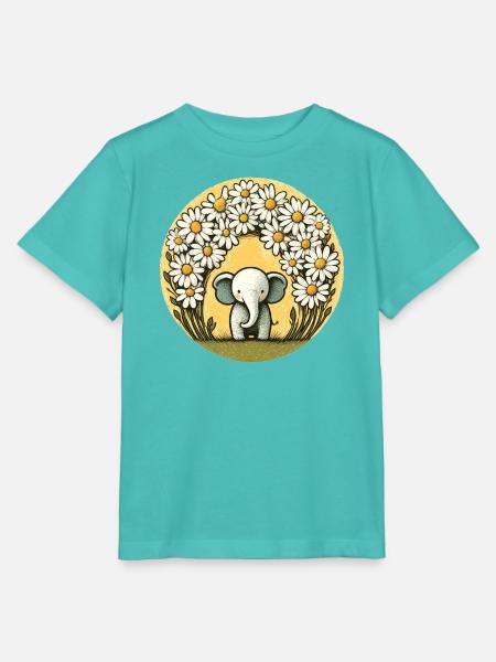 Elefant im Gänseblümchen-Ring - Stanley/Stella Kinder T-Shirt MINI CREATOR  - Poolblau