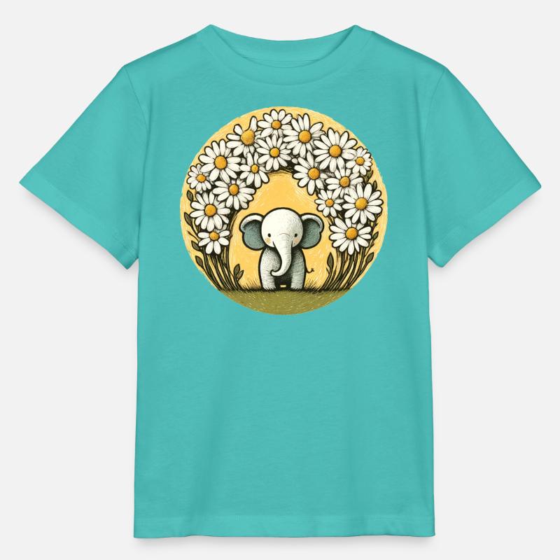 Elefant im Gänseblümchen-Ring - Stanley/Stella Kinder T-Shirt MINI CREATOR - Poolblau