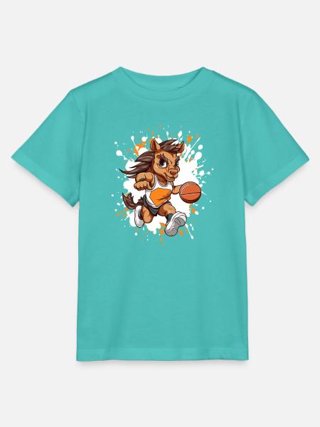 Basketball-Pony im Sprinterstil - Stanley/Stella Kinder T-Shirt MINI CREATOR  - Poolblau