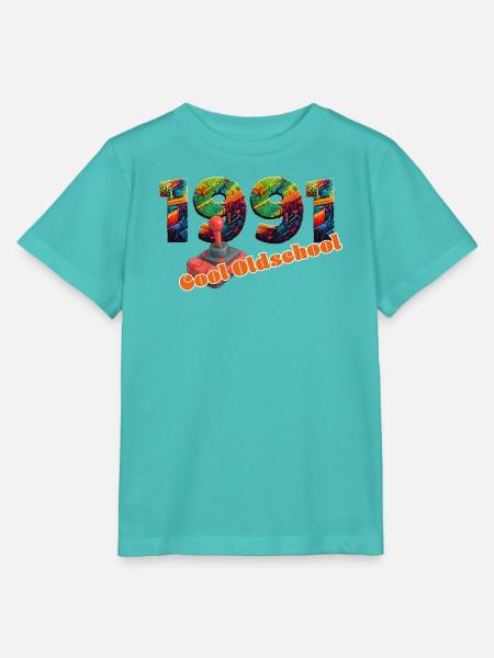 1991 – Digital Retro Gaming Design - Stanley/Stella Kinder T-Shirt MINI CREATOR - Poolblau