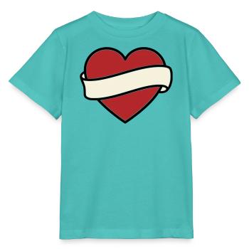 Tattoo Heart Banner Scroll Vector - Stanley/Stella MINI CREATOR Kids’ T-Shirt - pool blue - Front