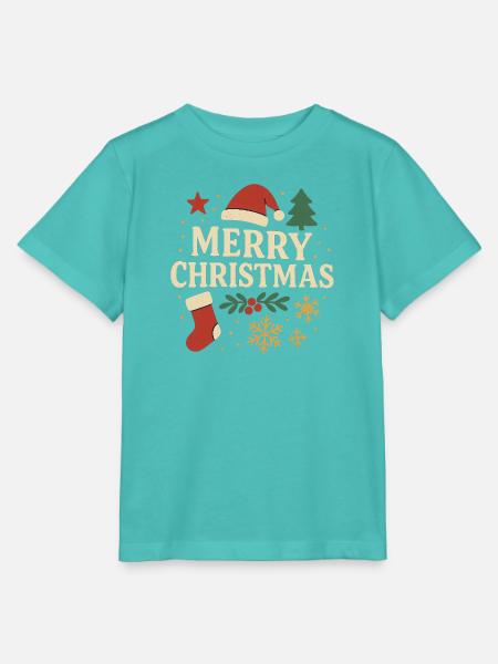 Fröhliche Weihnachten Retro Schriftzug - Stanley/Stella Kinder T-Shirt MINI CREATOR - Poolblau