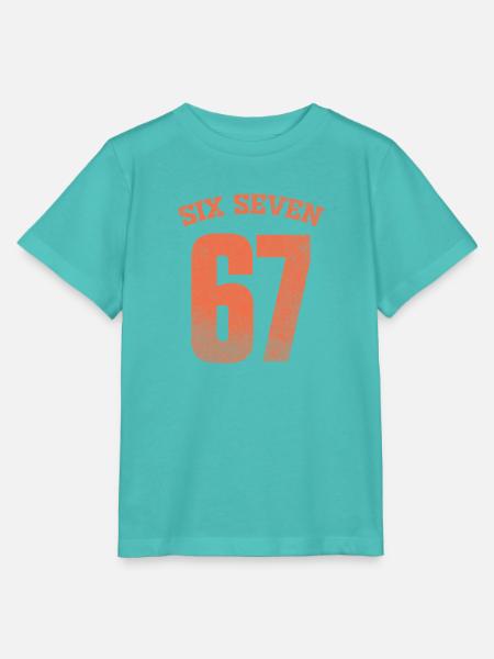Six Seven 67 Vintage College Zahl Meme - Stanley/Stella Kinder T-Shirt MINI CREATOR  - Poolblau
