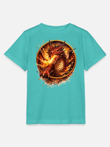 Feuerdrache im Flammenkreis - Stanley/Stella Kinder T-Shirt MINI CREATOR - Poolblau