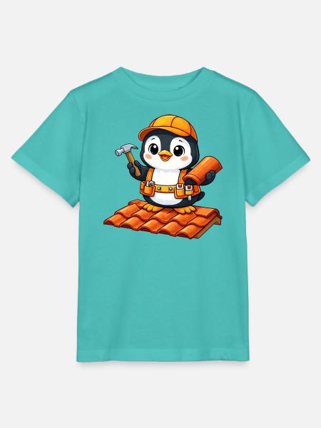 Süßer Pinguin Maurer Bauarbeiter Baustelle Handwer - Stanley/Stella Kinder T-Shirt MINI CREATOR  - Poolblau