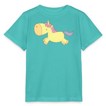 Süßes gelbes Einhorn – Kawaii Fantasy Design - Stanley/Stella Kinder T-Shirt MINI CREATOR  - Poolblau - Vorne