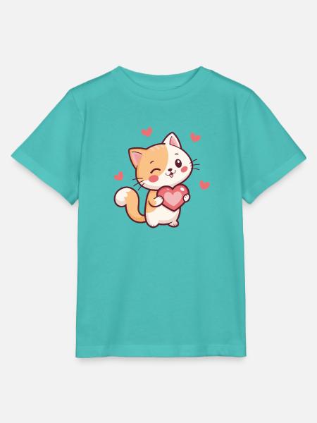 Katzenherz-Kawaii-Zärtlichkeit - Stanley/Stella Kinder T-Shirt MINI CREATOR  - Poolblau