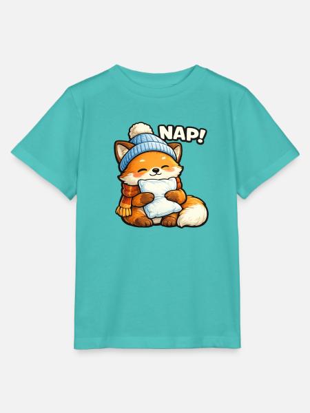 Winterkuschel Fuchs mit Mütze - Stanley/Stella Kinder T-Shirt MINI CREATOR  - Poolblau