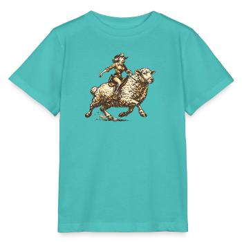 Cavalier de l’Ouest sur des moutons - T-shirt bio MINI CREATOR Stanley/Stella Enfant - bleu piscine - Devant