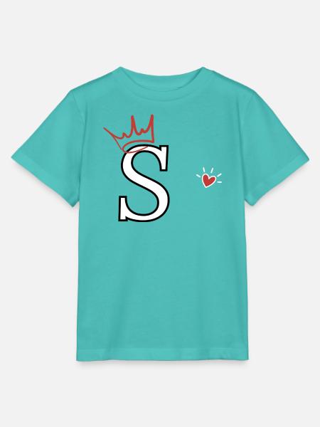 Buchstabe s Kronenherz - Stanley/Stella Kinder T-Shirt MINI CREATOR  - Poolblau
