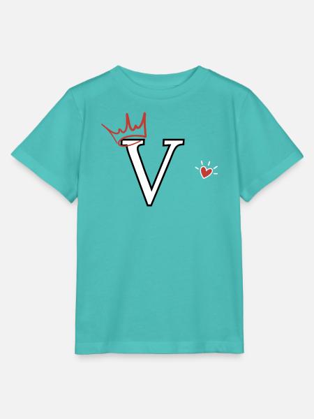 Buchstabe V Kronenherz - Stanley/Stella Kinder T-Shirt MINI CREATOR  - Poolblau