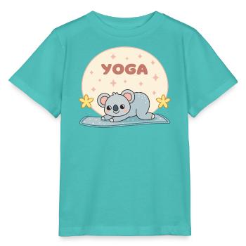 Pastel Koala Yoga auf weicher Matte - Stanley/Stella Kinder T-Shirt MINI CREATOR  - Poolblau - Vorne