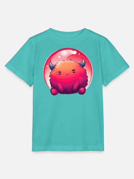 Fluffiges Monstergesicht Gradient - Stanley/Stella Kinder T-Shirt MINI CREATOR - Poolblau
