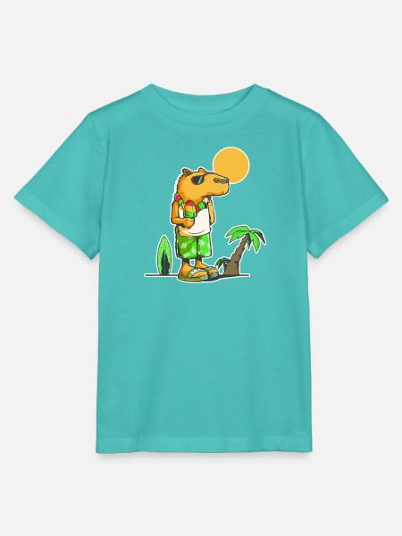 Capybara am Strand - Stanley/Stella Kinder T-Shirt MINI CREATOR  - Poolblau