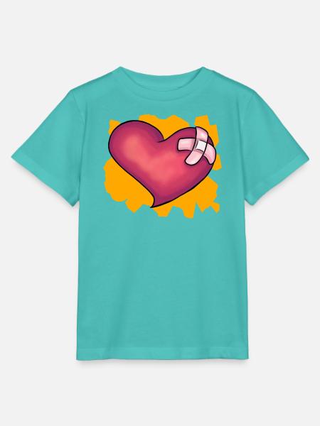 Patched Heart - Stanley/Stella Kinder T-Shirt MINI CREATOR - Poolblau