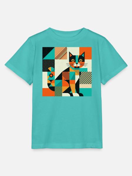 Geometrische Katzensilhouette - Stanley/Stella Kinder T-Shirt MINI CREATOR  - Poolblau