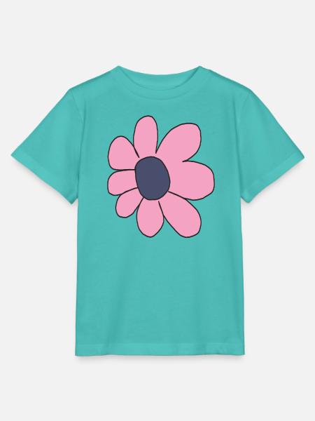Pastellrosa Cartoon-Blume - Stanley/Stella Kinder T-Shirt MINI CREATOR - Poolblau