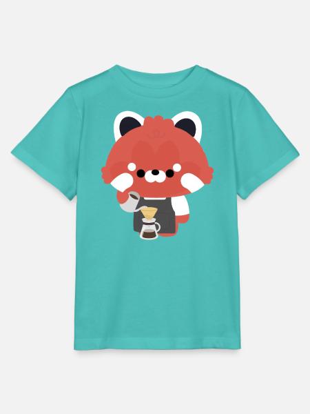 Kawaii Red Panda Barista - Stanley/Stella Kinder T-Shirt MINI CREATOR  - Poolblau