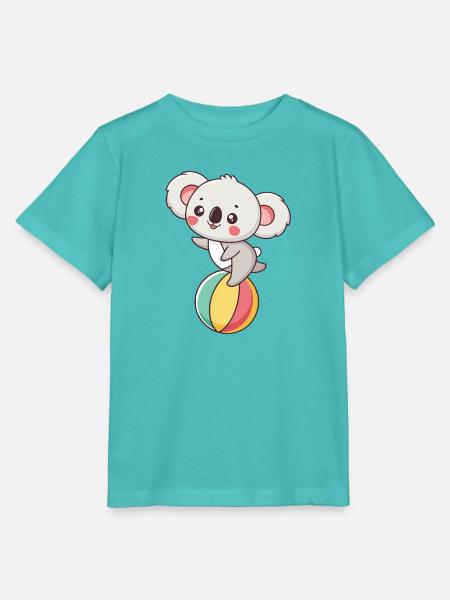 Koala auf regenbogenfarbenem Ball - Stanley/Stella Kinder T-Shirt MINI CREATOR - Poolblau