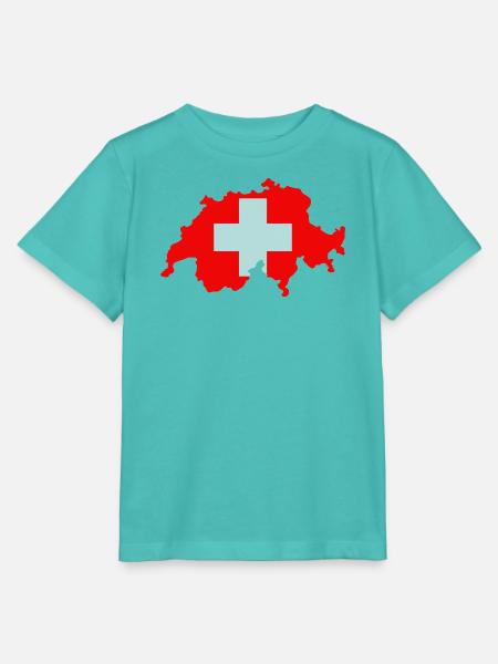 Schweizer Karte mit Flagge - Stanley/Stella Kinder T-Shirt MINI CREATOR  - Poolblau