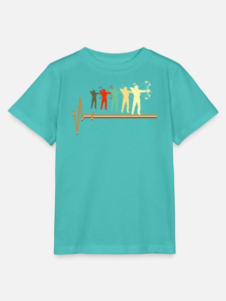 Bogenjagd-Herzschlag-Retro-Bogenschützen-Silhouette - Stanley/Stella Kinder T-Shirt MINI CREATOR - Poolblau